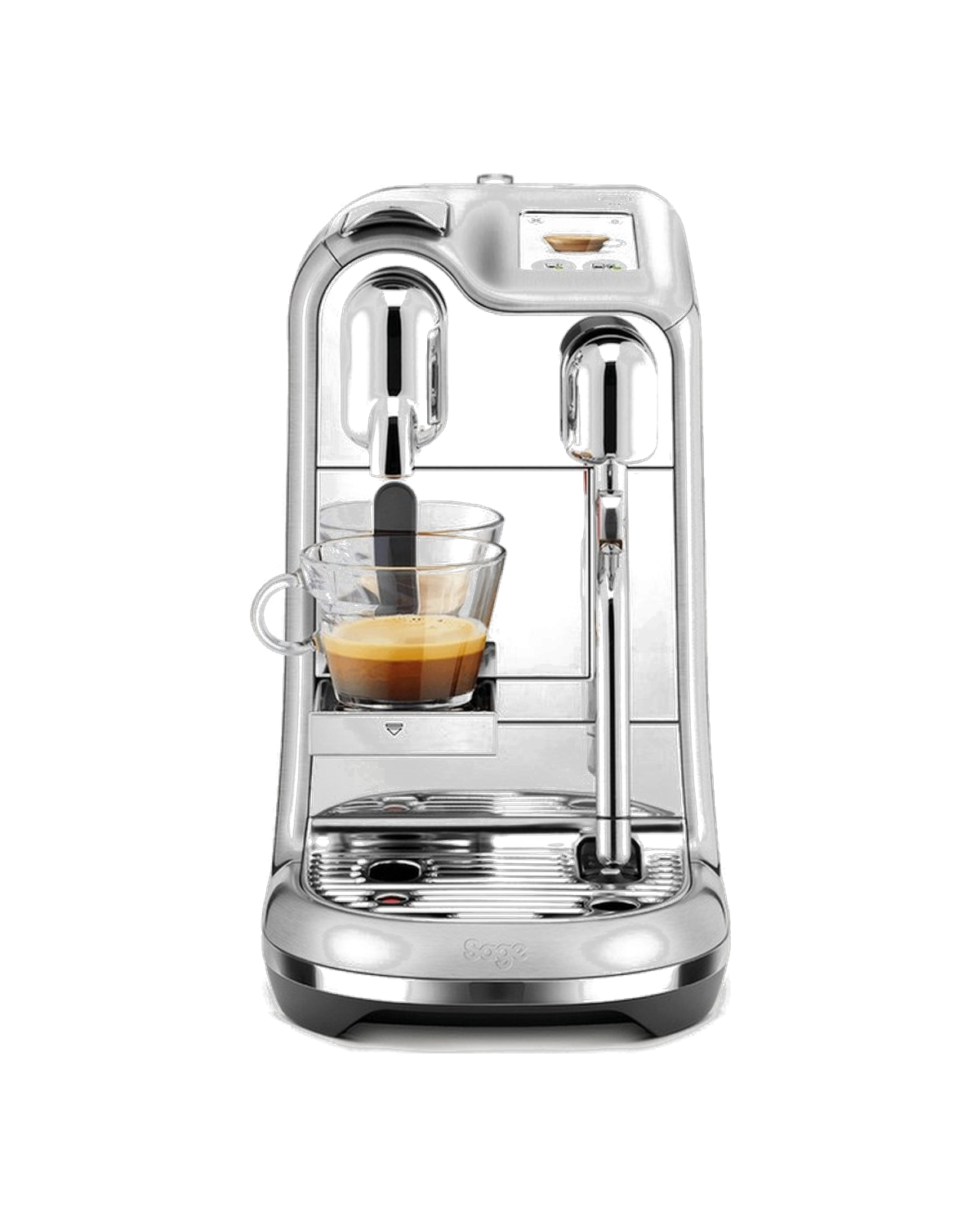 A stainless steel espresso machine