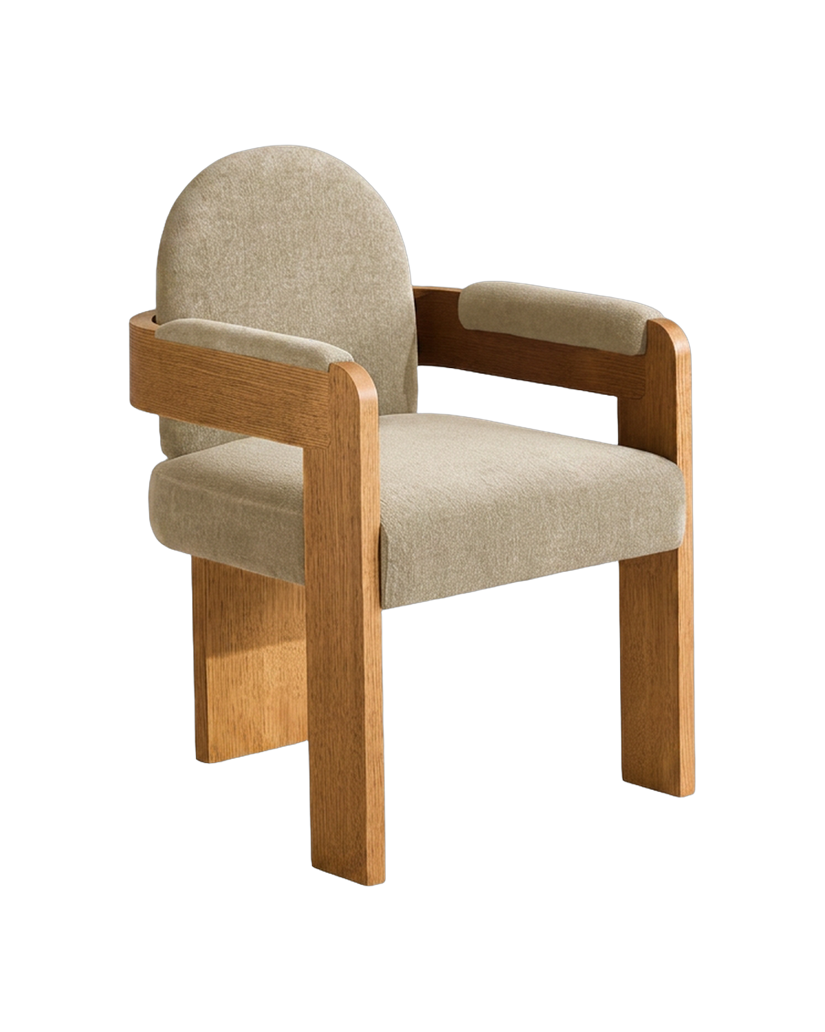 An oak carver chair with soft upholstery